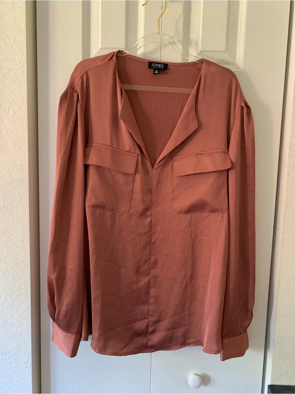 Jones New York Dusty Rose Button-Front Long-Sleeve Shirt Size XL
